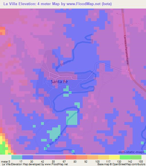 La Villa,Panama Elevation Map