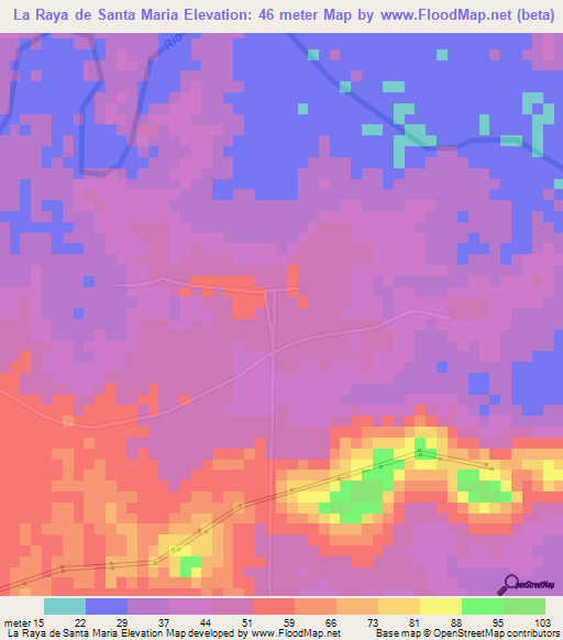 La Raya de Santa Maria,Panama Elevation Map