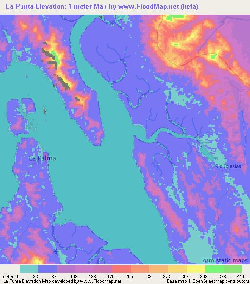 La Punta,Panama Elevation Map