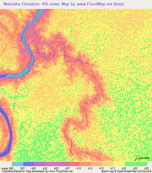 Malolaha,Sudan Elevation Map