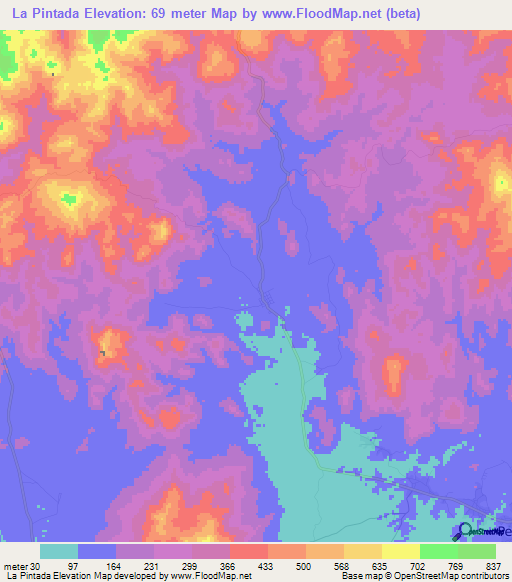 La Pintada,Panama Elevation Map