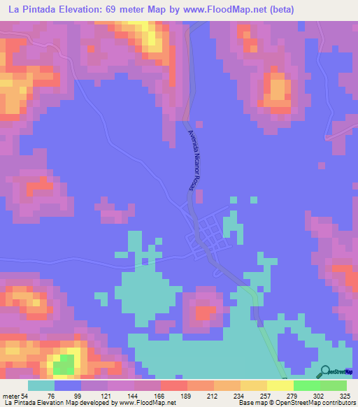 La Pintada,Panama Elevation Map