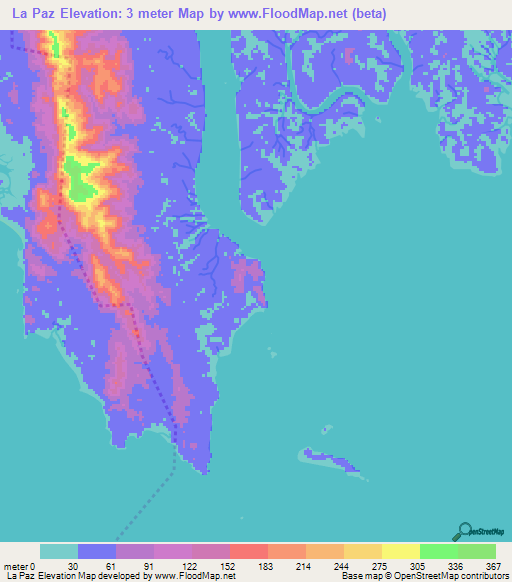 La Paz,Panama Elevation Map