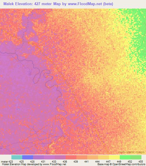 Malek,Sudan Elevation Map