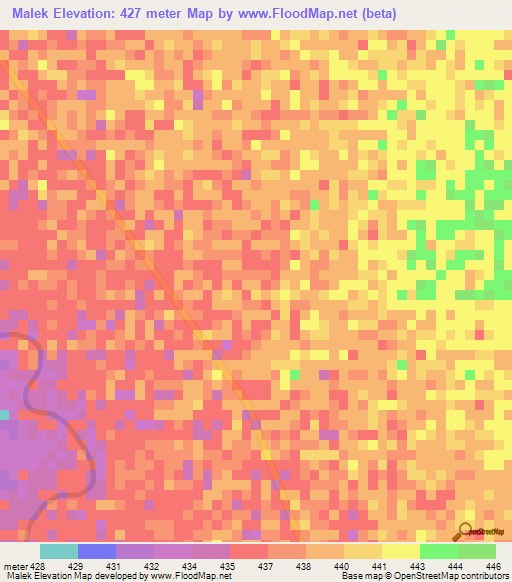 Malek,Sudan Elevation Map