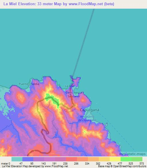 La Miel,Panama Elevation Map