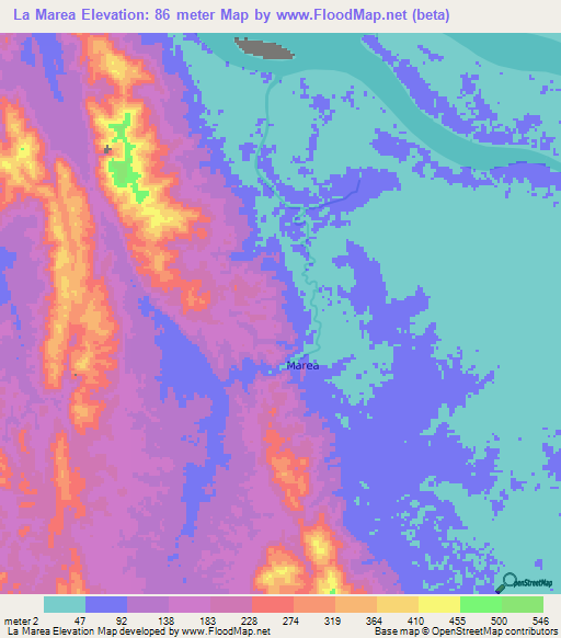 La Marea,Panama Elevation Map