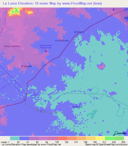 La Loma,Panama Elevation Map