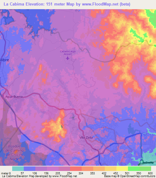 La Cabima,Panama Elevation Map