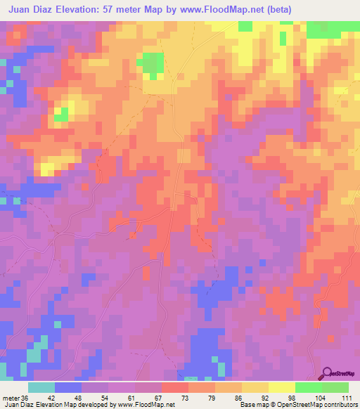 Juan Diaz,Panama Elevation Map