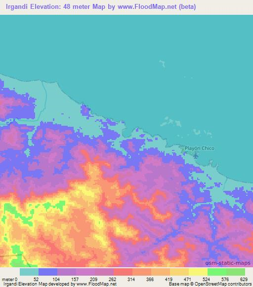 Irgandi,Panama Elevation Map