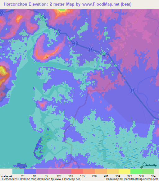 Horconcitos,Panama Elevation Map