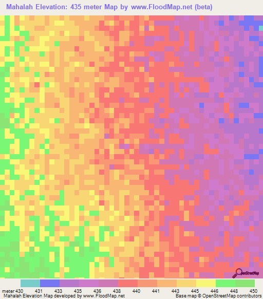 Mahalah,Sudan Elevation Map