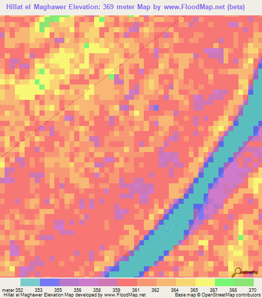 Hillat el Maghawer,Sudan Elevation Map