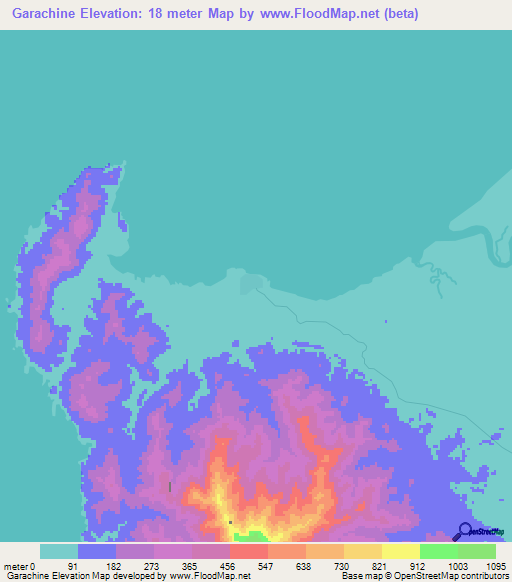 Garachine,Panama Elevation Map