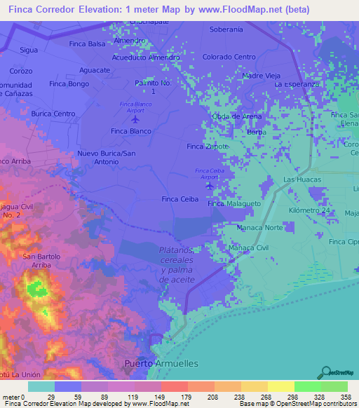 Finca Corredor,Panama Elevation Map