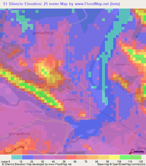 El Silencio,Panama Elevation Map