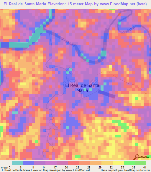 El Real de Santa Maria,Panama Elevation Map