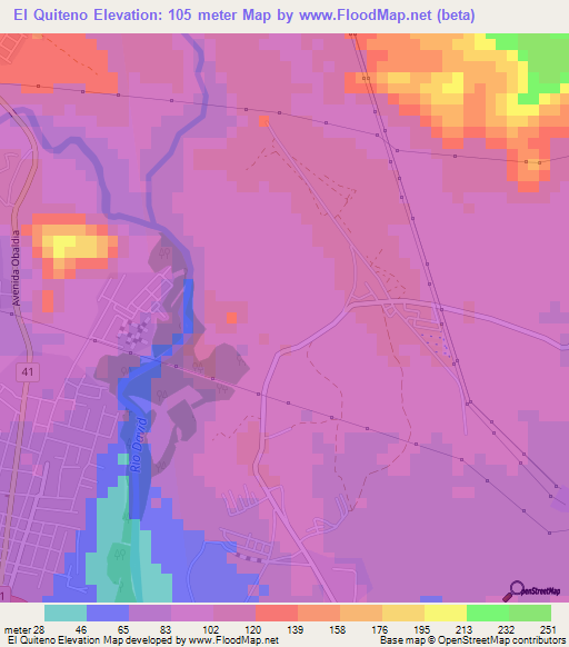 El Quiteno,Panama Elevation Map
