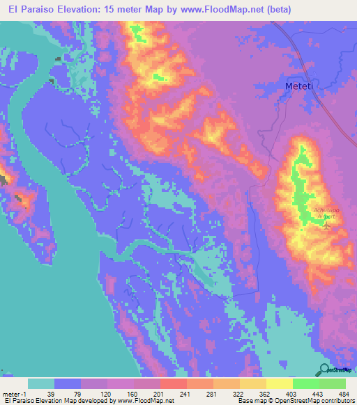 El Paraiso,Panama Elevation Map