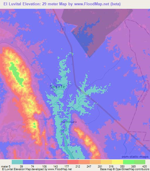 El Luvital,Panama Elevation Map