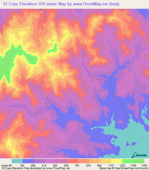 El Cope,Panama Elevation Map