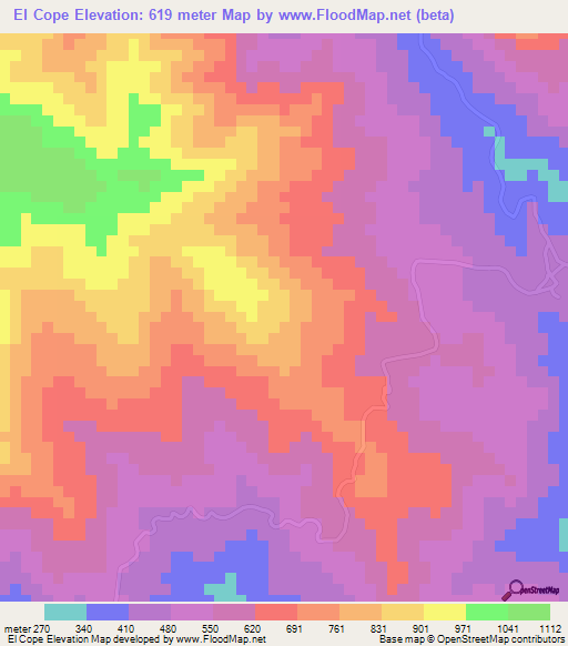 El Cope,Panama Elevation Map