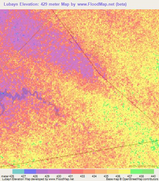 Lubayn,Sudan Elevation Map