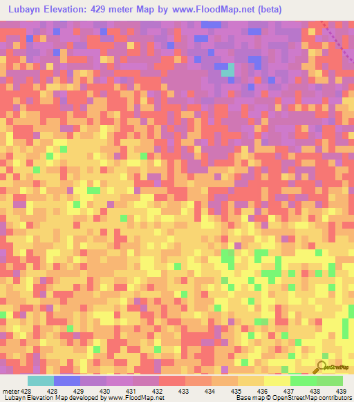 Lubayn,Sudan Elevation Map