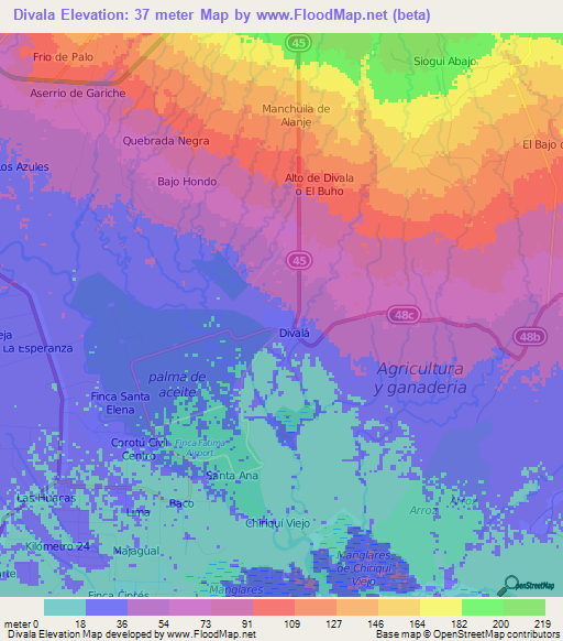 Divala,Panama Elevation Map