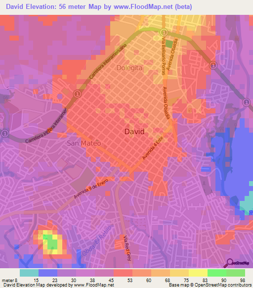 David,Panama Elevation Map