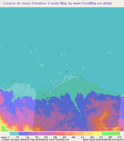 Corazon de Jesus,Panama Elevation Map