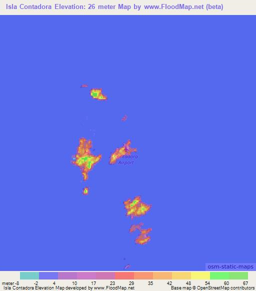 Isla Contadora,Panama Elevation Map
