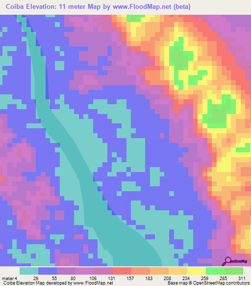 Coiba,Panama Elevation Map