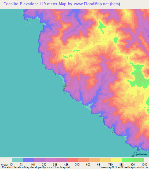 Cocalito,Panama Elevation Map
