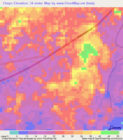 Chepo,Panama Elevation Map