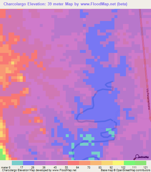 Charcolargo,Panama Elevation Map