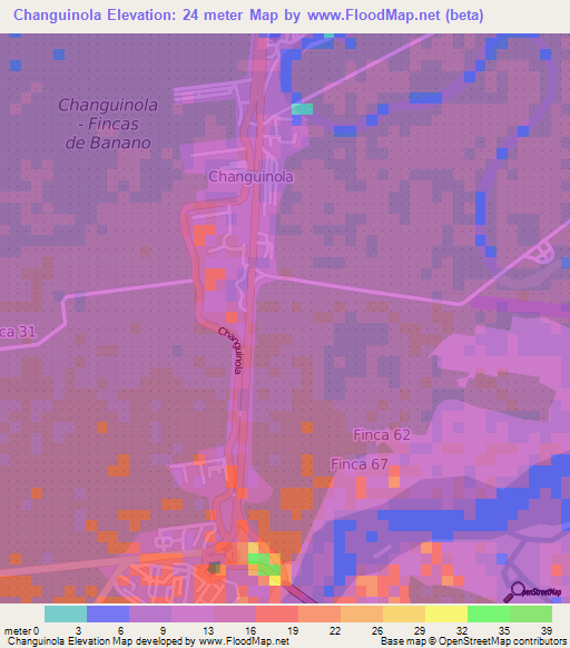 Changuinola,Panama Elevation Map
