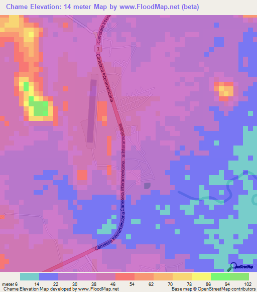 Chame,Panama Elevation Map
