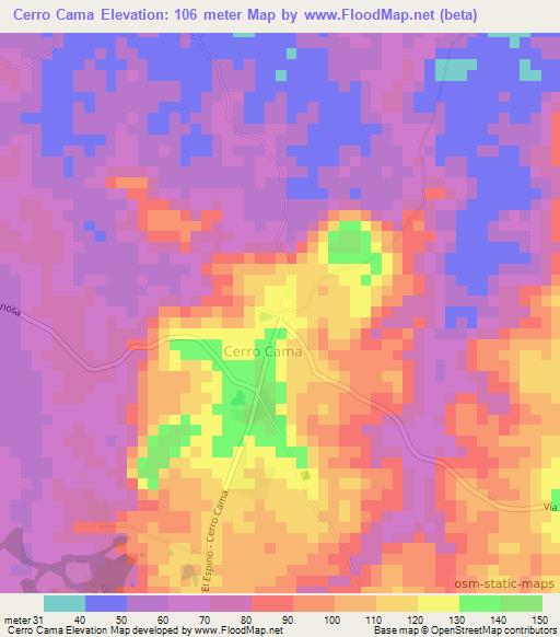 Cerro Cama,Panama Elevation Map