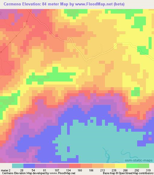 Cermeno,Panama Elevation Map