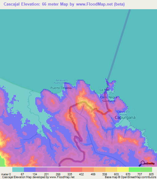 Cascajal,Panama Elevation Map