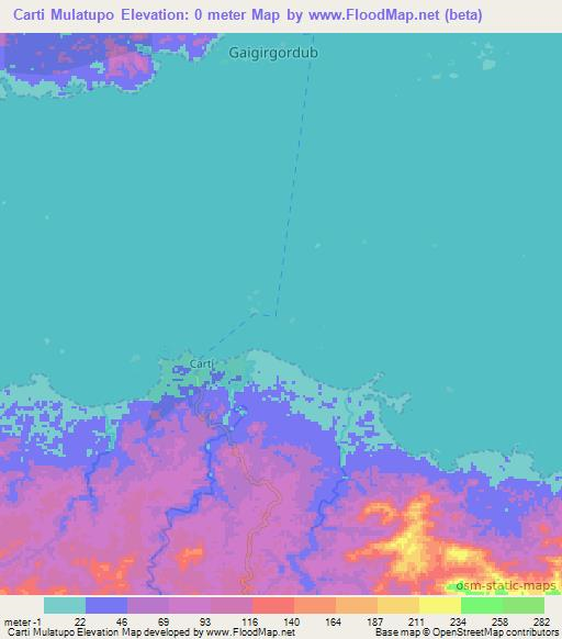 Carti Mulatupo,Panama Elevation Map