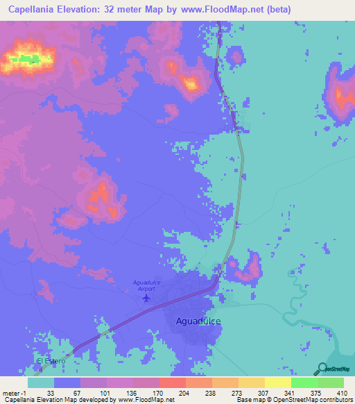 Capellania,Panama Elevation Map