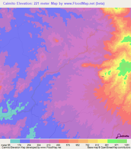 Caimito,Panama Elevation Map