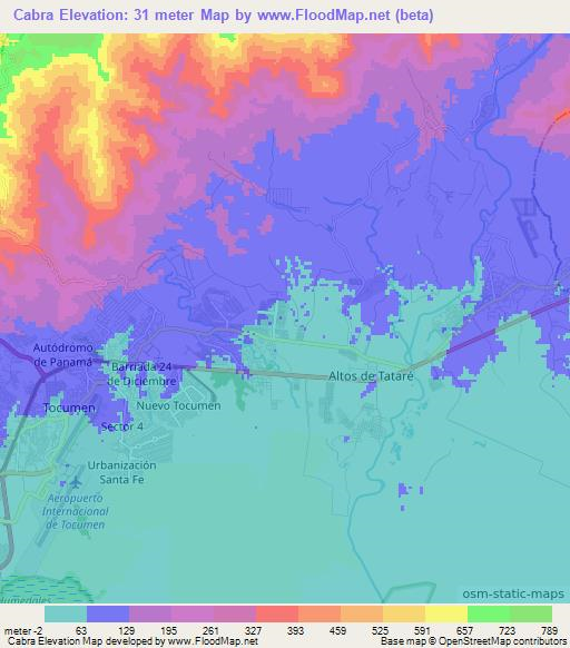 Cabra,Panama Elevation Map