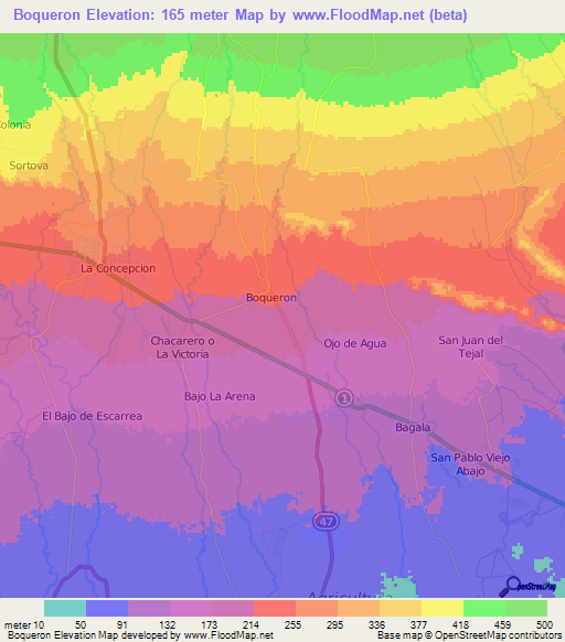 Boqueron,Panama Elevation Map