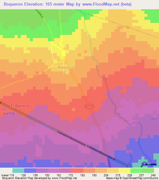 Boqueron,Panama Elevation Map