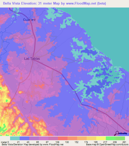 Bella Vista,Panama Elevation Map