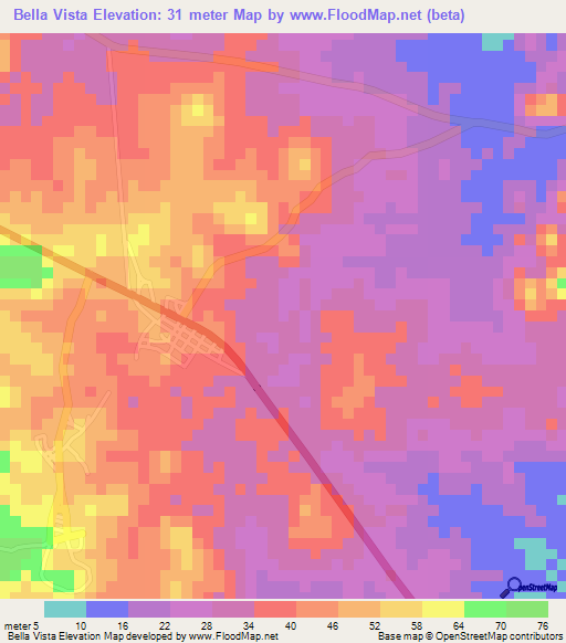 Bella Vista,Panama Elevation Map